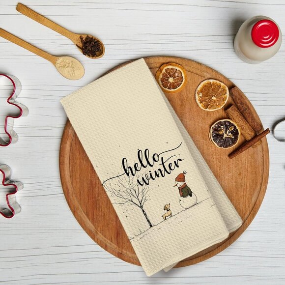 Christmas Snowman Kitchen Towels Holiday Decorative Hand Towels for Kitchen Bath - Picture 2 of 7